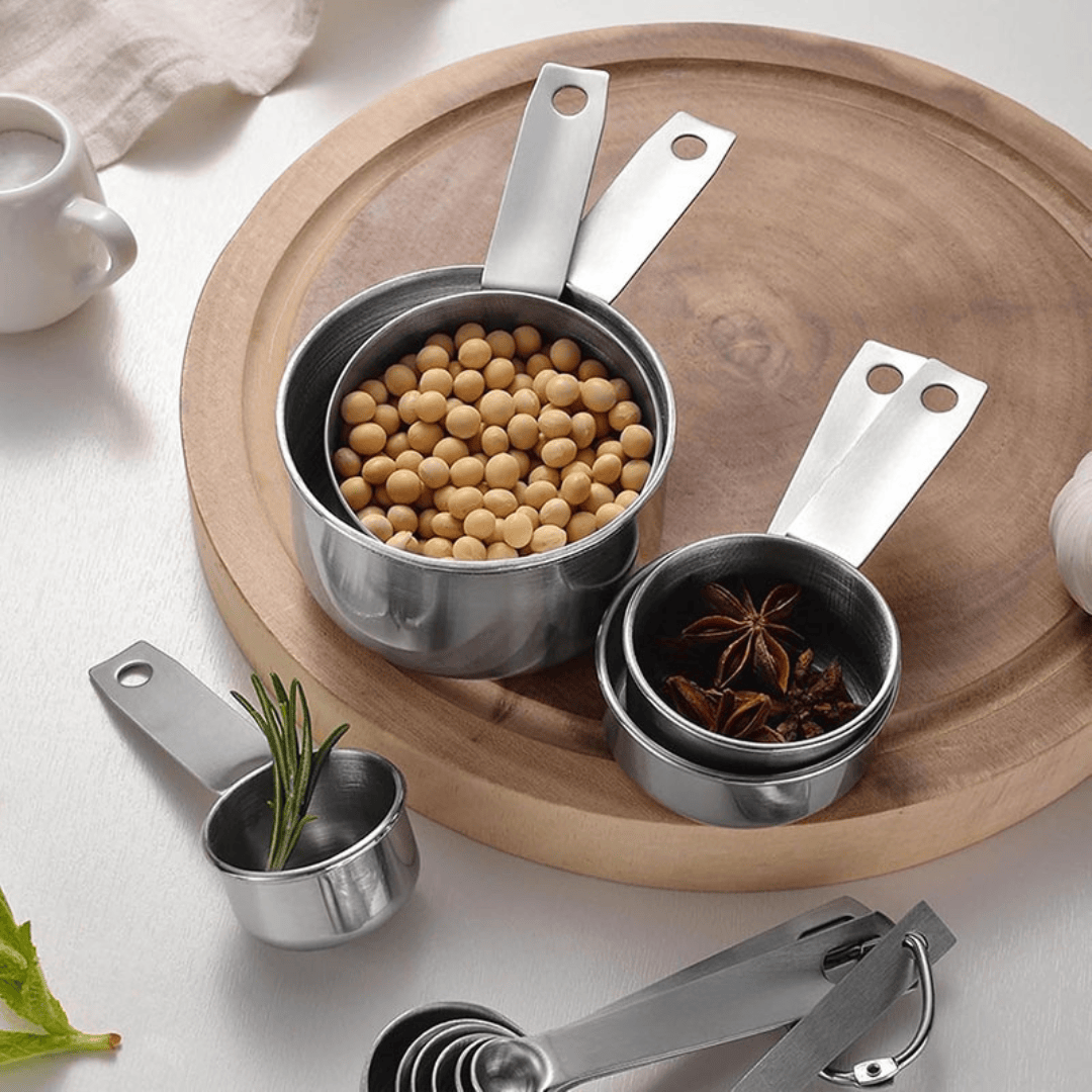 Hanging Hole Stainless Steel Measuring Cups Set Baking Tools 5-Piece